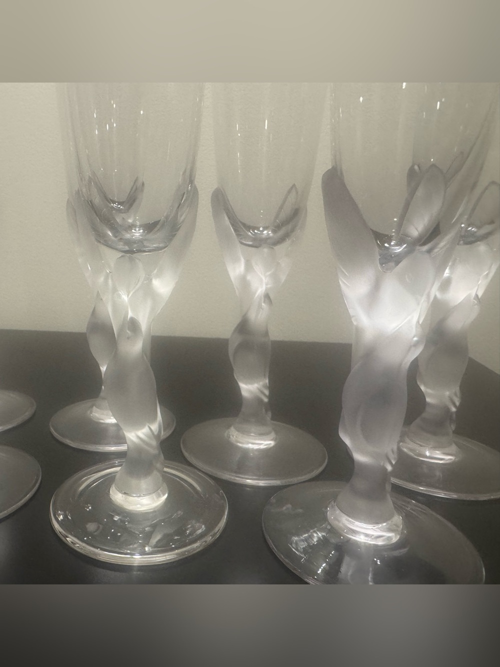 Faberge Clear Crystal Champagne Flutes with Twisted Stems - Set of 8 - Picture 4 of 7